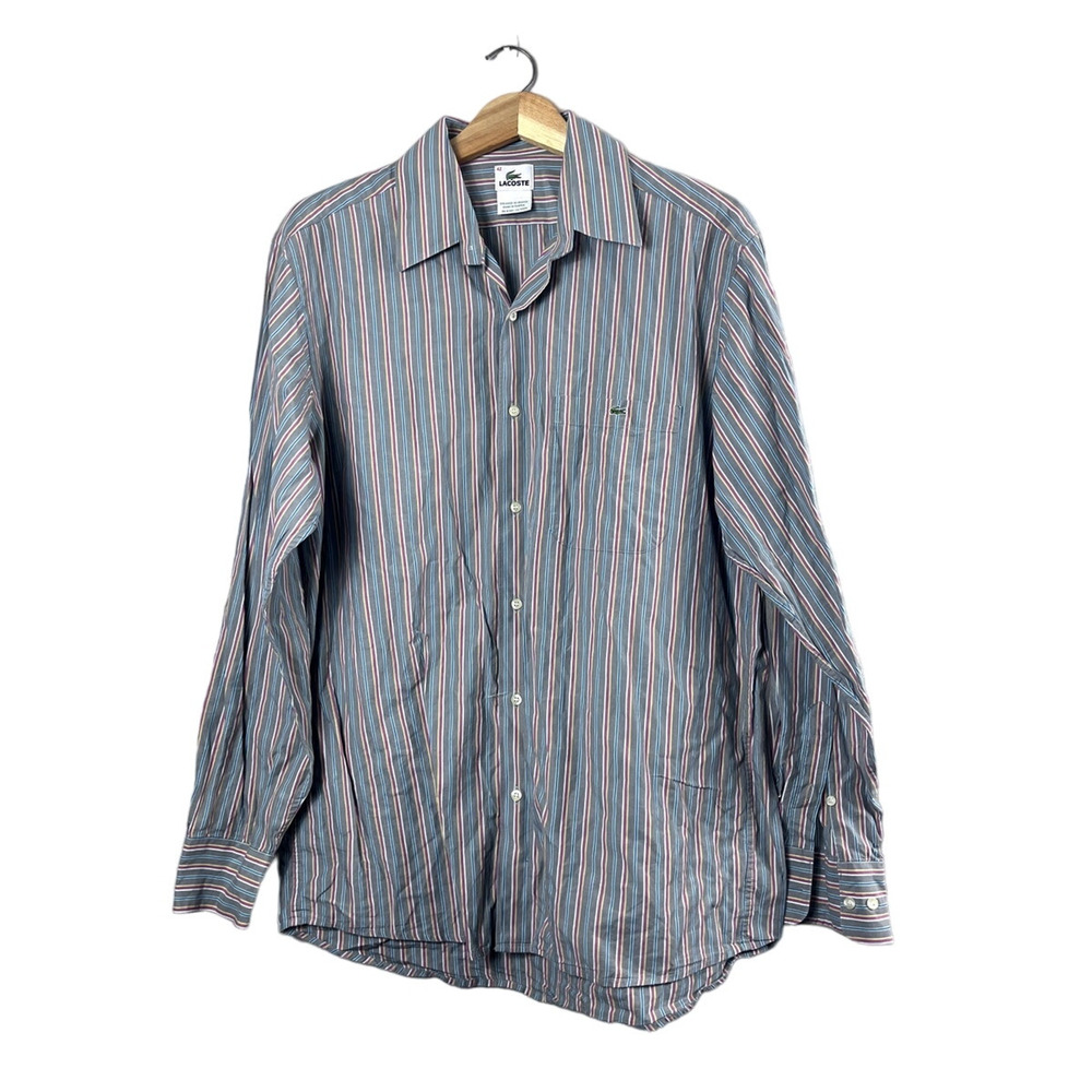 Men's Colorful Striped Lacoste Button Up Shirt 42